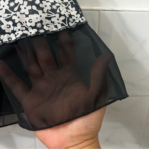 Focus 2000 Black & White 14 Floral Boho Peasant Cotton Blend Knee Length Skirt - Picture 4 of 9